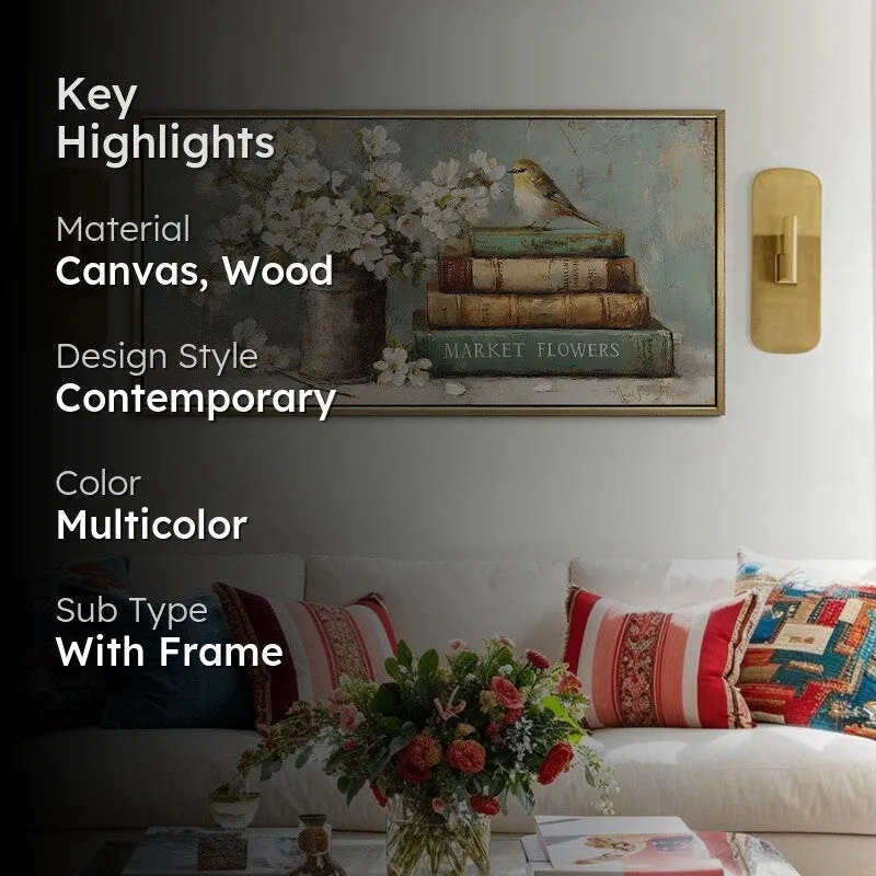 Sparrowlike Canvas Wall Painting With Frame media 2