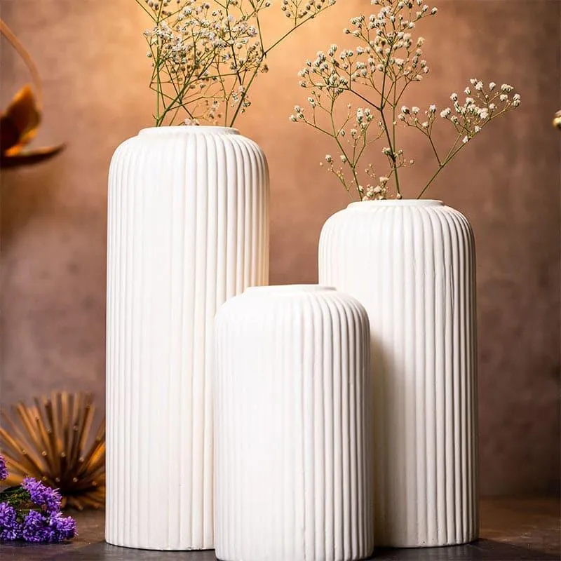 Pasha Ceramic Vase (White) - Set Of Three media 1