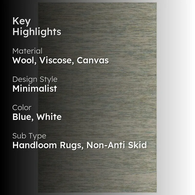 Lasumi Hand Woven Wool Rug - Bluish Cream media 2