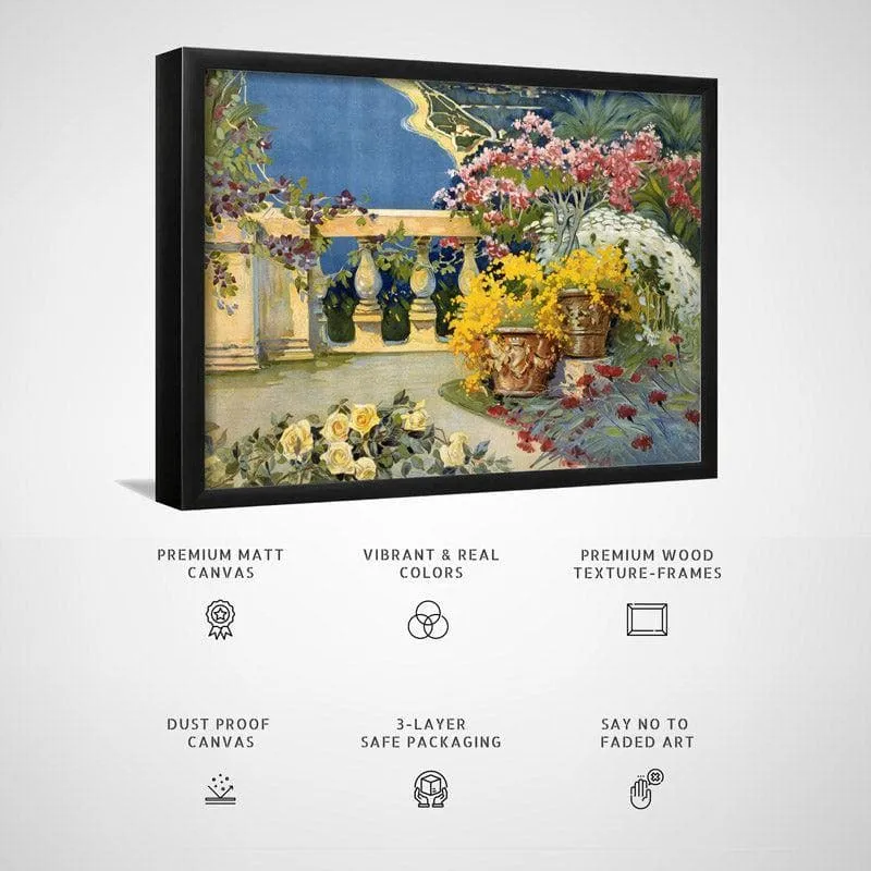 Sanremo Balcony Watercolor Canvas Wall Painting - Black Frame media 6