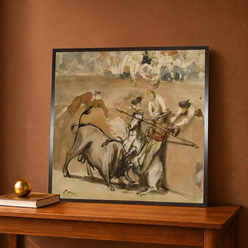 Bullfight 1865 Canvas Wall Painting - 18 x 18 Inches