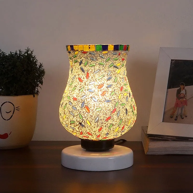 Aurira Mosaic Glass Table Lamp With Wooden Base - Multicolor media 3