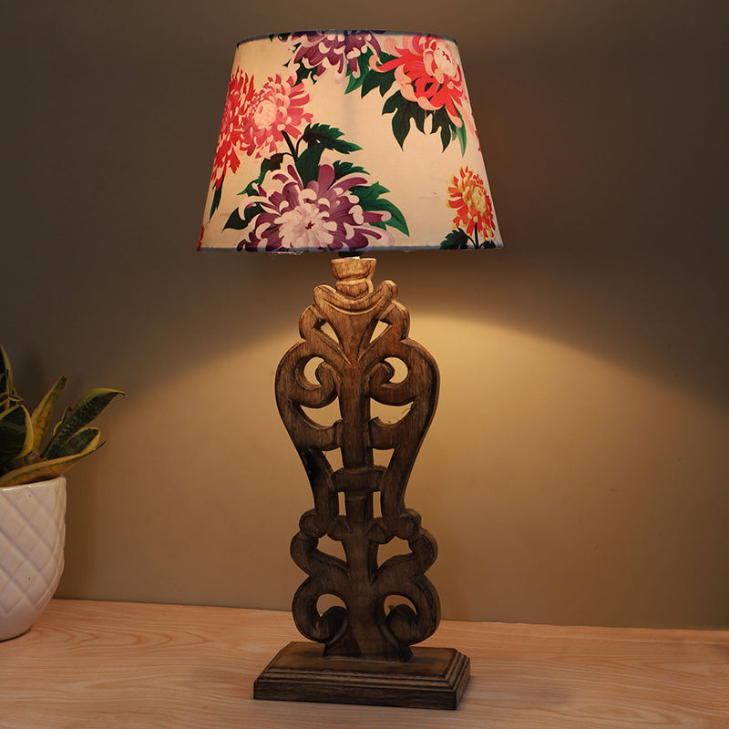 Miyabi Deco Printed Mango Wood Table Lamp - Multicolor