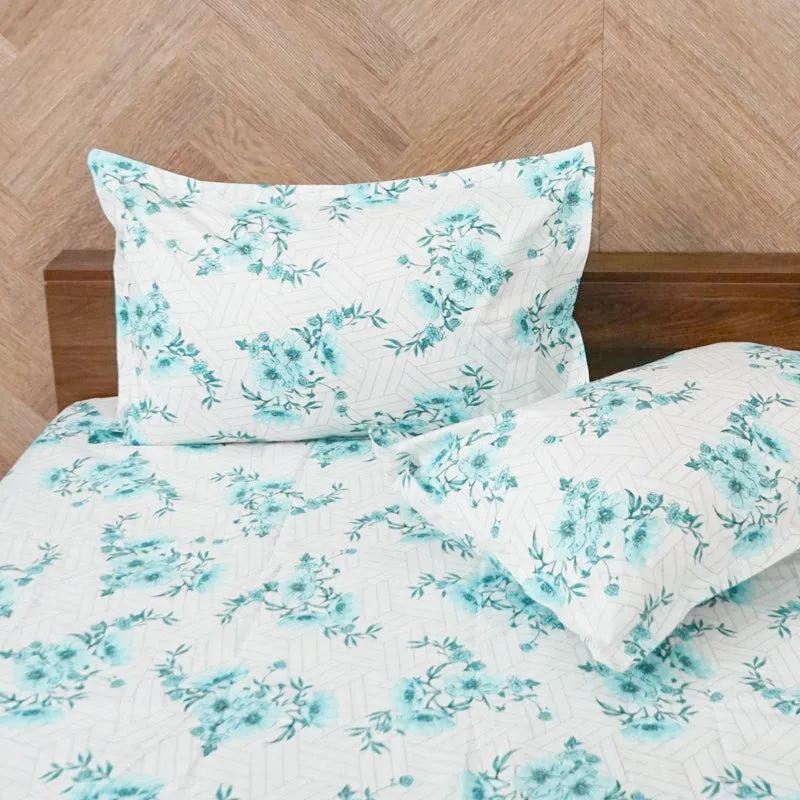 Coquette Floral Cotton Bedsheet (Blue) - 180 TC media 4
