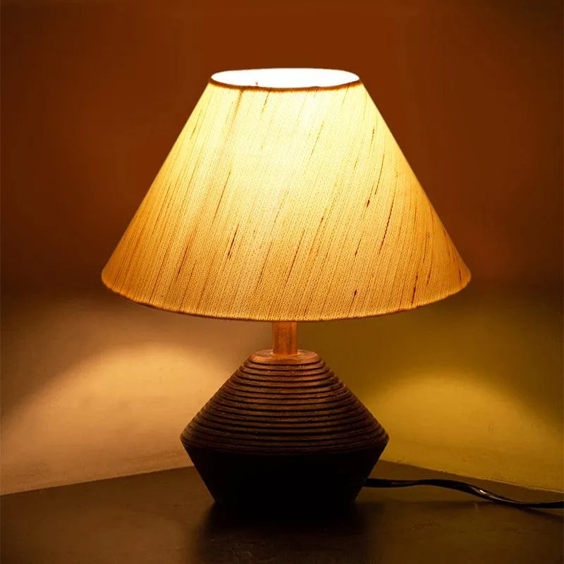 Yami Cone Wooden Table Lamp - Beige,Brown media 7