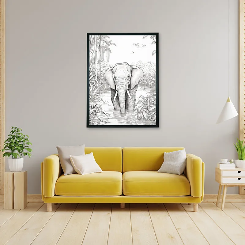 Elephant Sketch Canvas Wall Art media 5