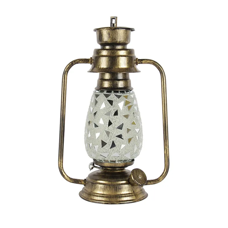 Dvija Mosaic Lantern Iron Table Lamp - Gold,Silver media 4