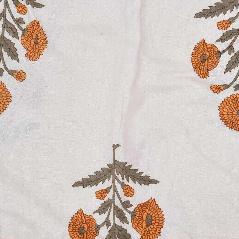 Hansa Floral Reversible Cotton Dohar (White & Orange) - 180 GSM media 5