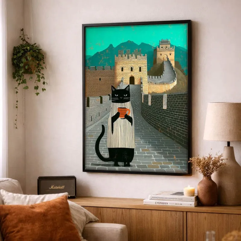 Wandering Cat Wall Painting With Frame media 4