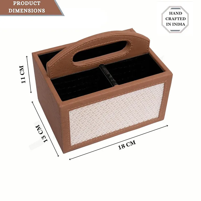 Savan Faux Leather Desk Organiser - Brown media 9