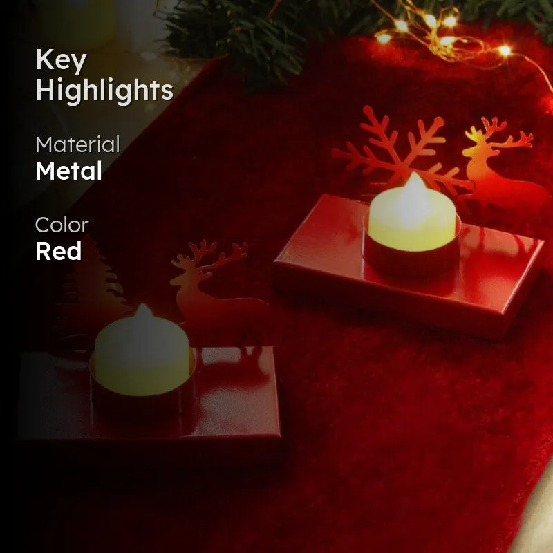 Snowy Glow Tealight Candle Holder (Red) - Set Of Two media 2