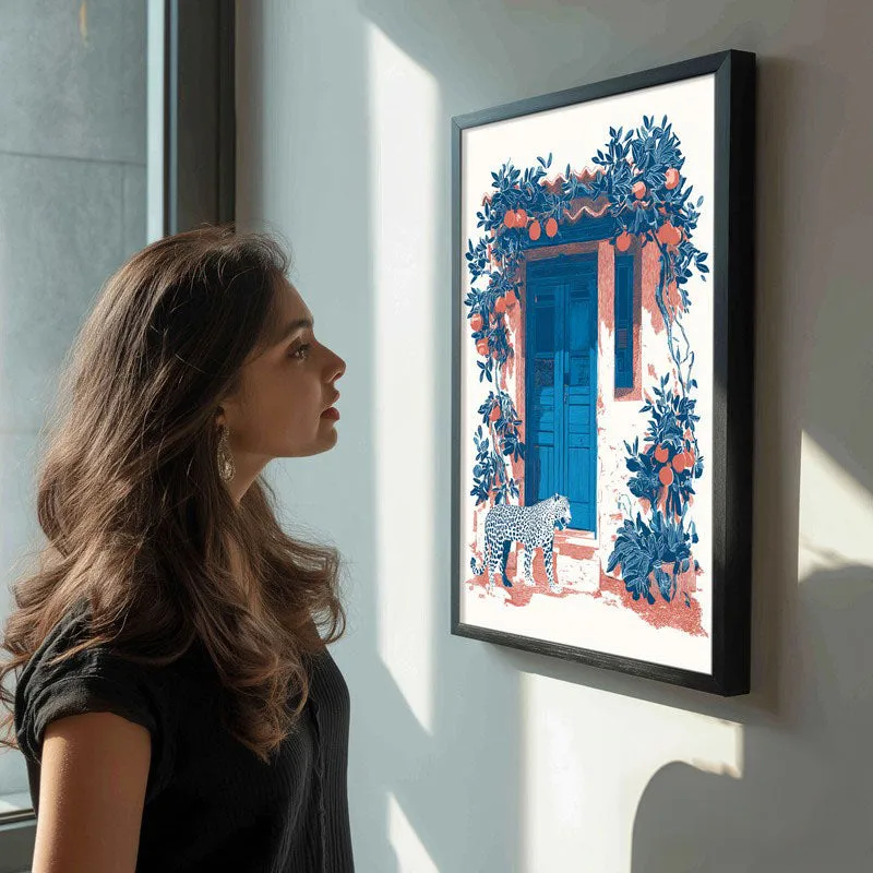 Sapphire Shade Canvas Wall Painting - Black Frame media 7