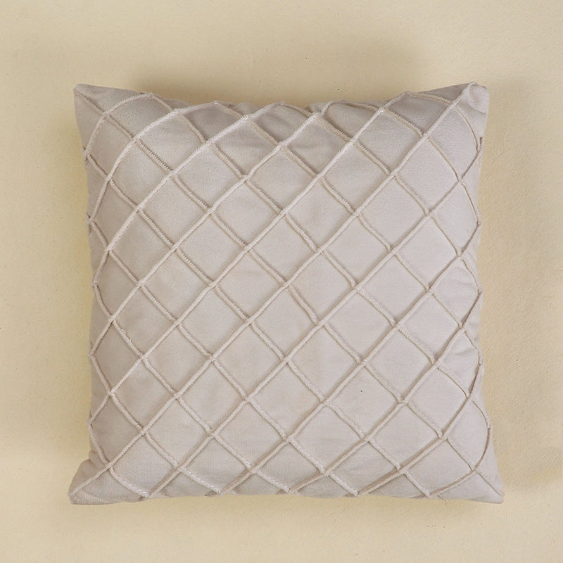 Swayam Lohita Pintex Velvet Cushion Cover (Beige) - Set of Two media 3