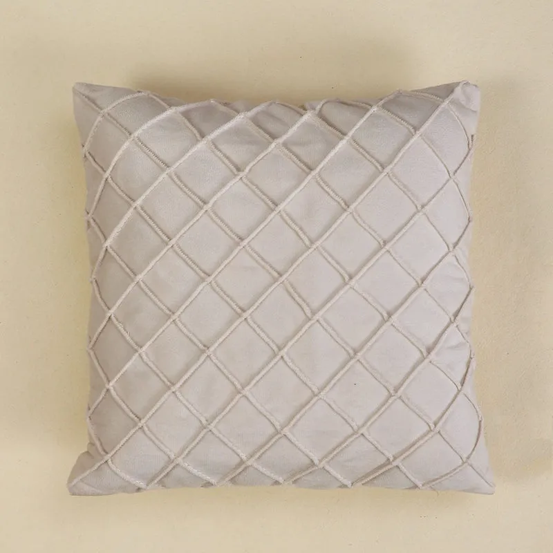 Swayam Lohita Pintex Velvet Cushion Cover (Beige) - Set of Two media 3