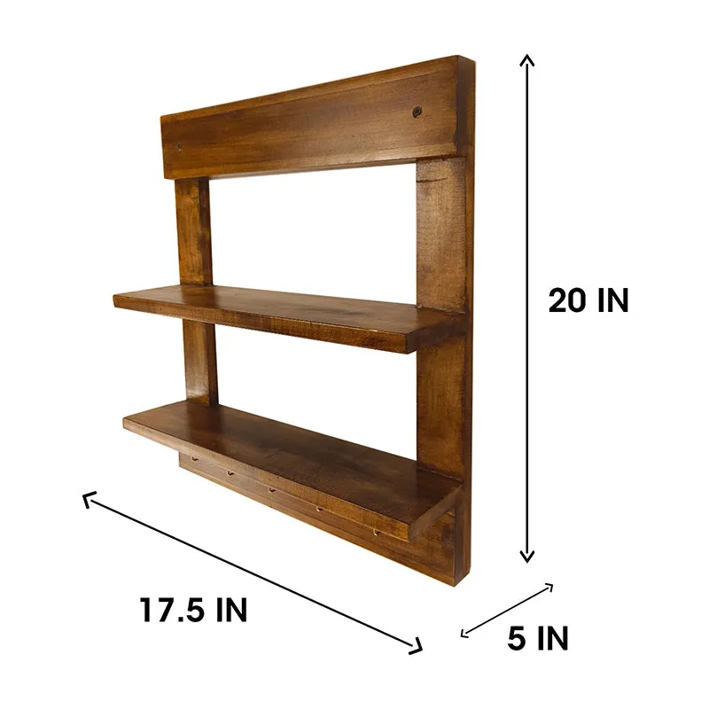 Evolv Wooden Wall Shelf Organiser with Key Holders media 6