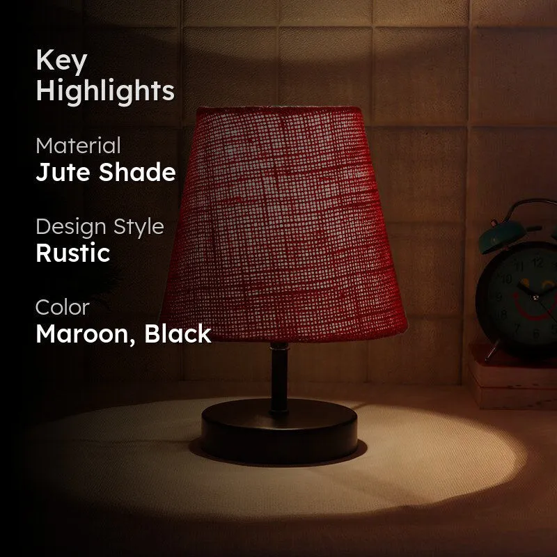 Otravo Jute Table Lamp - Maroon,Black media 2