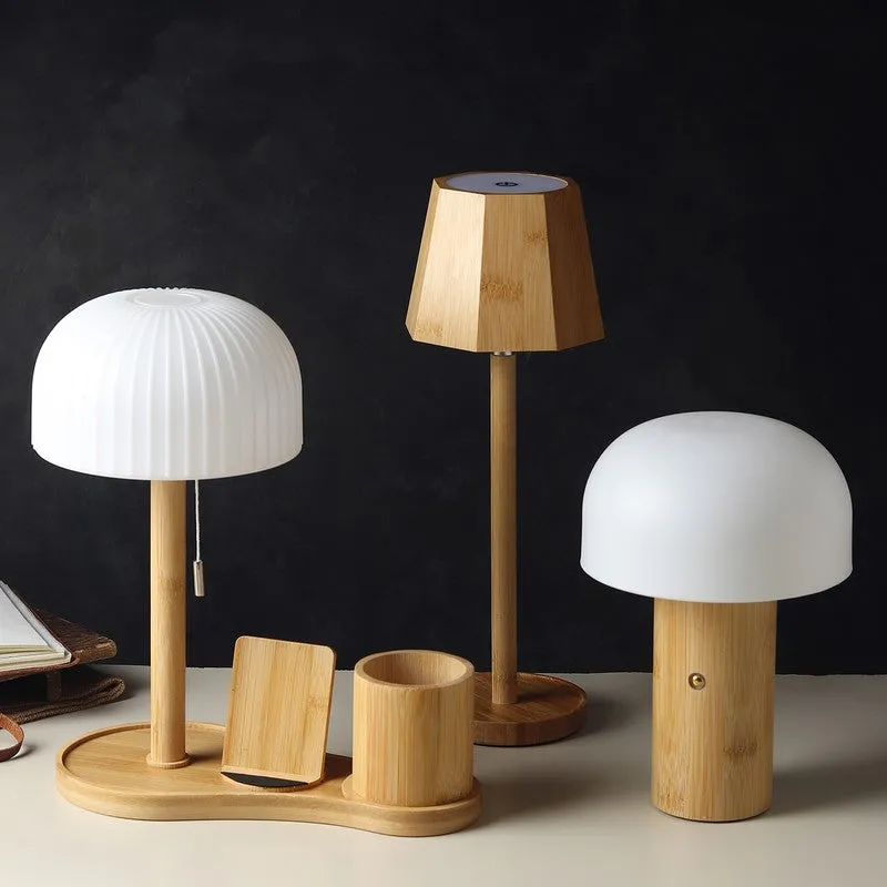 Ulvira Halo Bamboo Table Lamp - Beige,White media 5
