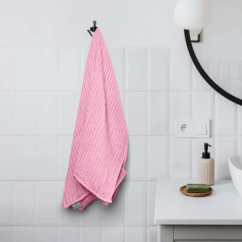 Micro Cotton LuxeDry Striped Bath Towel - Pink media 1