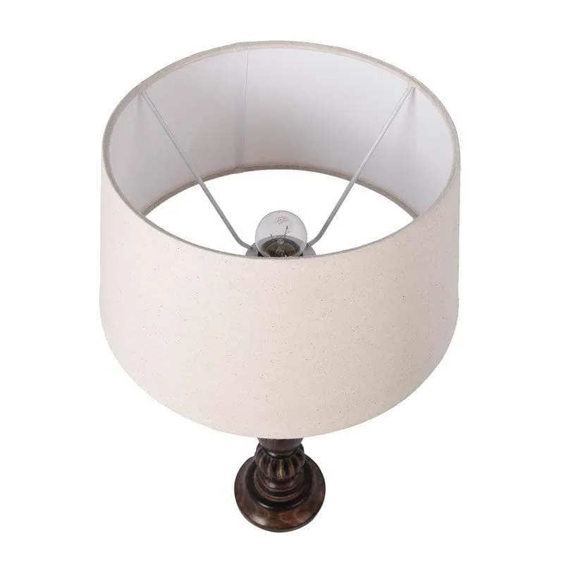 Vintage Victorian Fabric Table Lamp - bEIGE,bROWN media 3