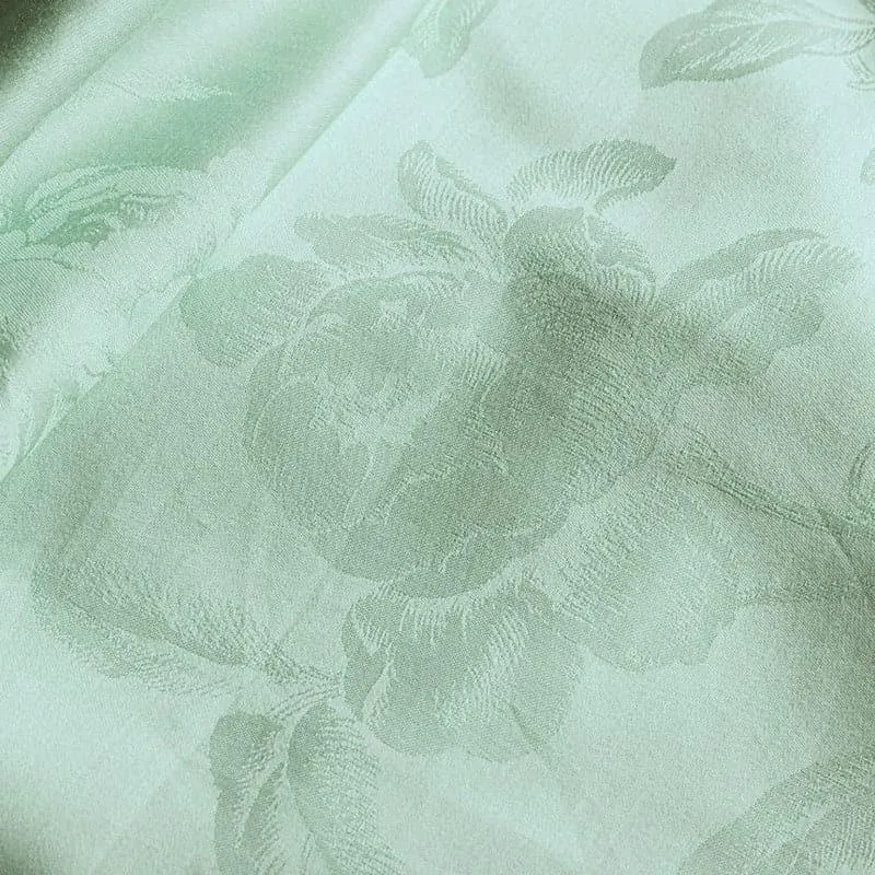 Fruva Floral Jacquard Cotton Bedsheet (Green) - 300 TC media 5