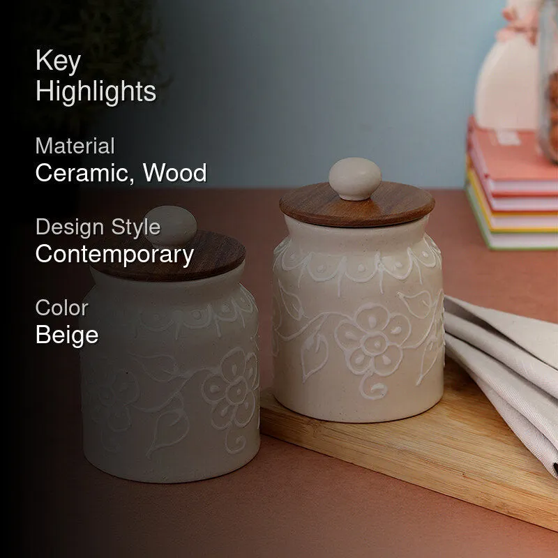 Nisarga Ceramic Jar (500 mL Each) - Set Of Two media 2