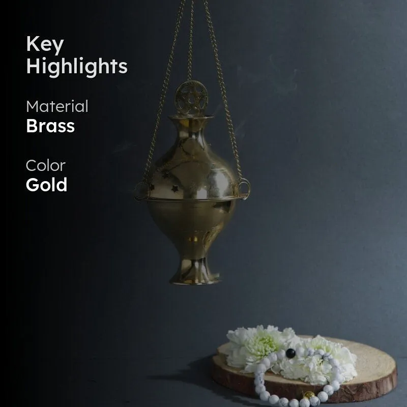 Brass Dena Hanging Loban Dhoop Holder media 2