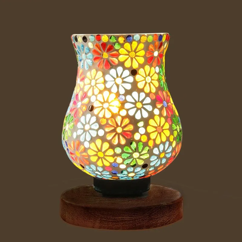 Lumessa Mosaic Glass Table Lamp With Wooden Base - Multicolor media 6