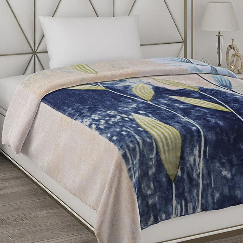 Monte Carlo Blossom Bliss Blanket (Blue,Beige)- 500 GSM media 4