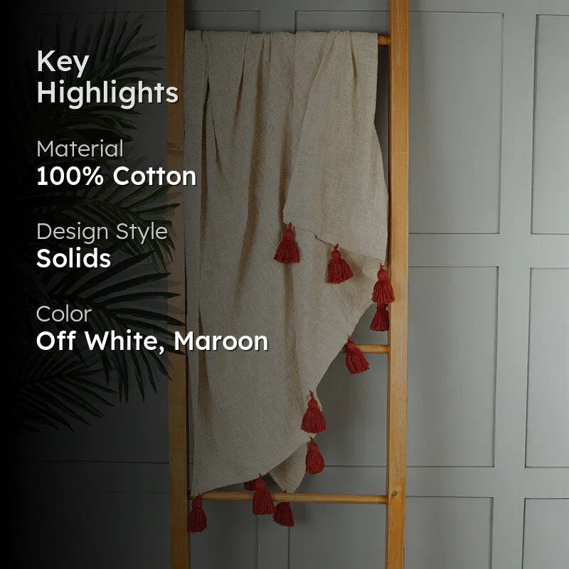 Tassura Tasselled Cotton Throw - Rust Red media 2