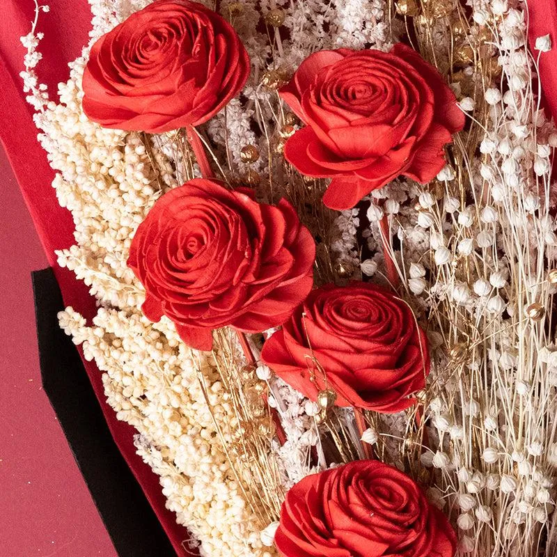Timeless Maroon Bloom Naturally Dried Boquet Box media 3