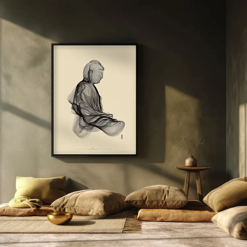 Resting Thought Buddha Archival Paper Wall Painting With Black Frame media 3