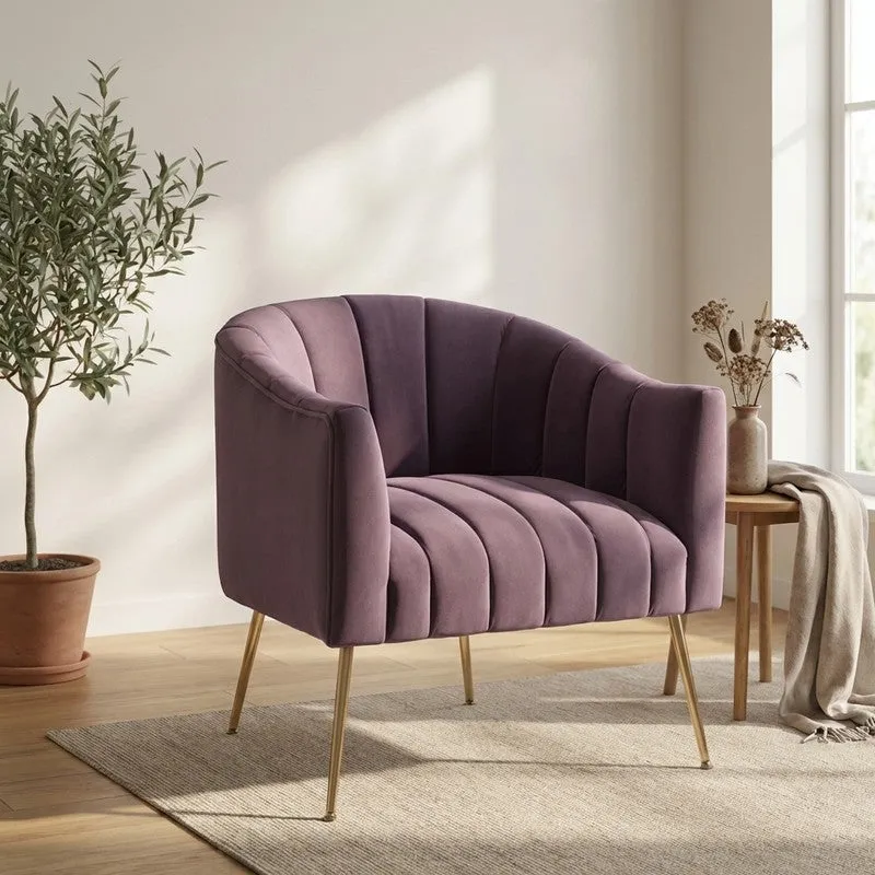 Plaino Neem Wood Accent Chair - Purple media 1