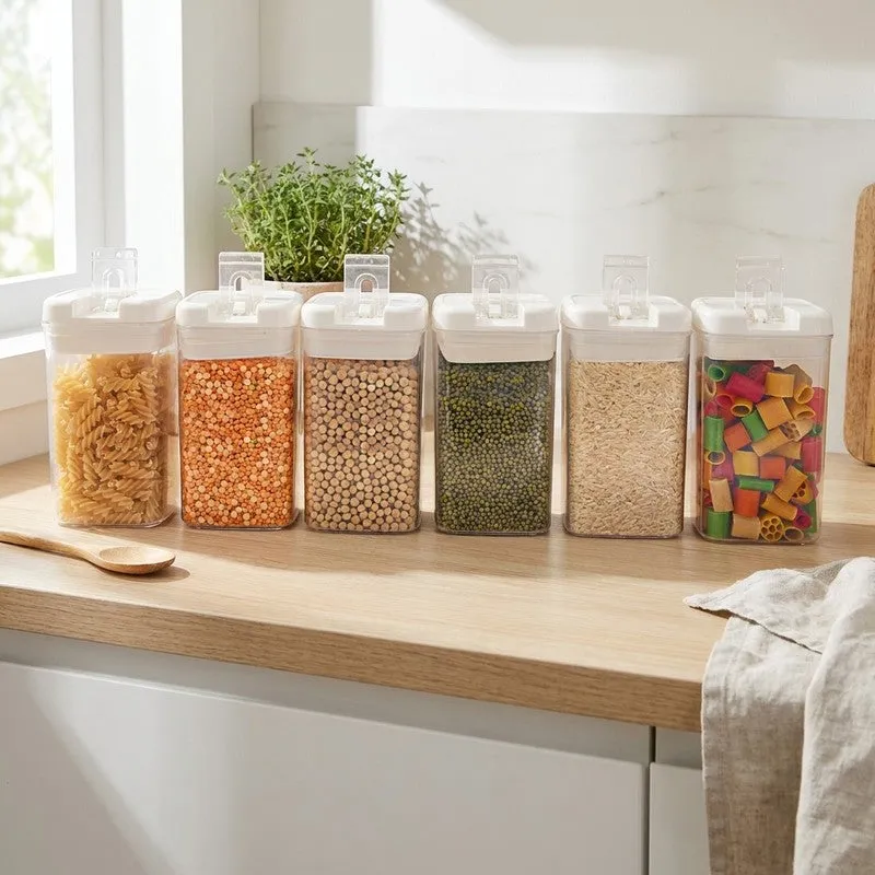 Snaplock Aero Seal Air Tight Container (White/1000 mL Each) - Set of Six media 1