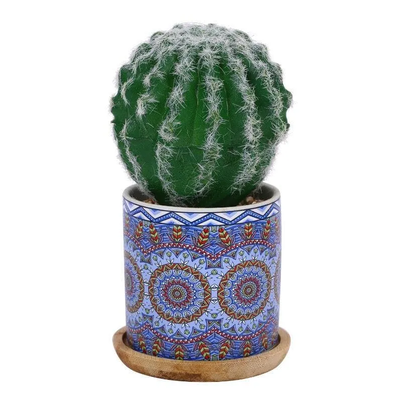 Faux Big Cacti In Ethnic Pot - 16 cms media 3