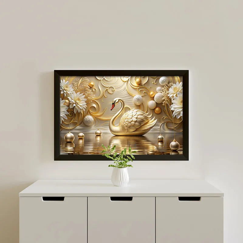 Ethereal Midas Swan Wall Painting media 1