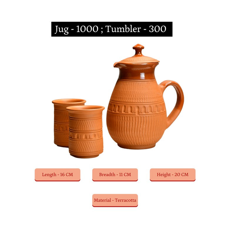 Linear Terracotta Jug with Glasses - Three Piece Set media 9