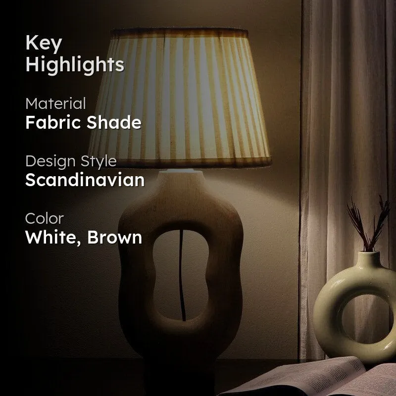 Vesara Tissle Fabric Table Lamp - White,Brown media 2
