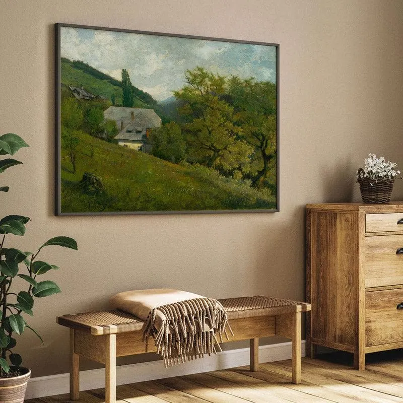 Landscape at Kremnica By Vojtech Angyal Canvas Wall Painting - Black Frame media 5