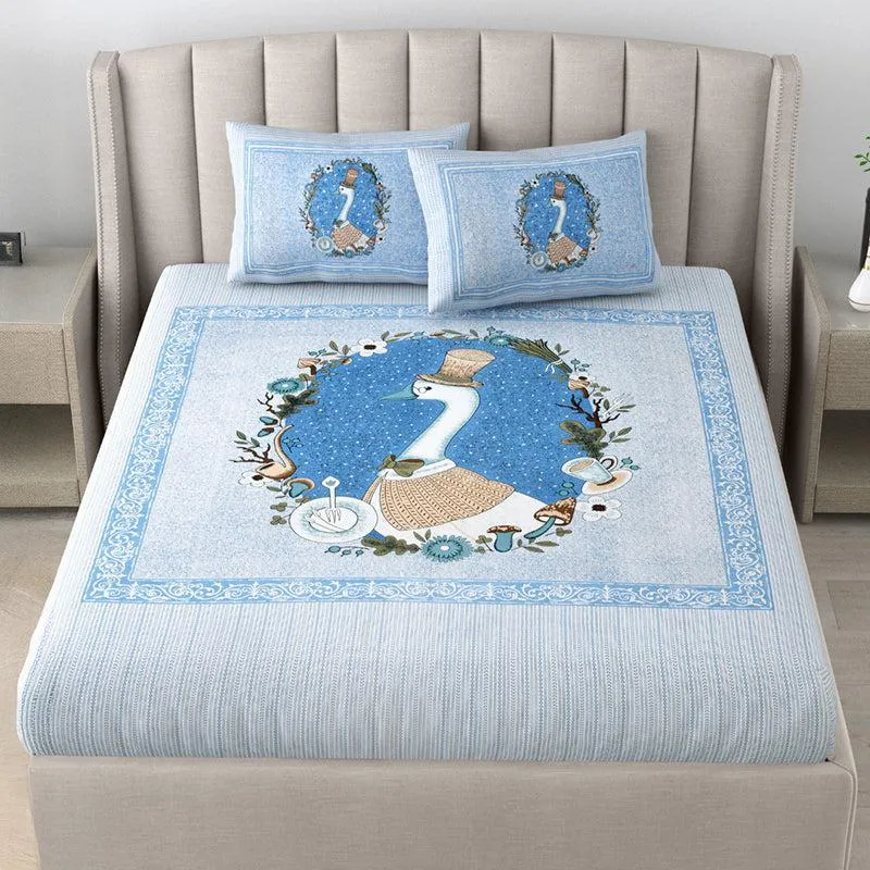 Panchatantra Pals Kids Cotton Bedsheet (Blue) - 140 TC media 1