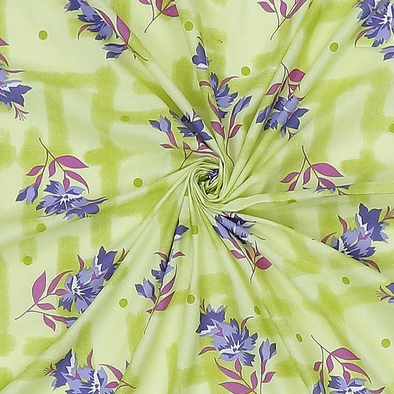 Monte Carlo Bloom Bliss Cotton Bedsheet (Green,Purple) - 104 TC media 9