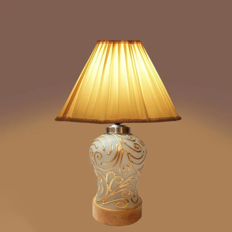 Lumithra Pleated Wooden Table Lamp - OffWhite media 4
