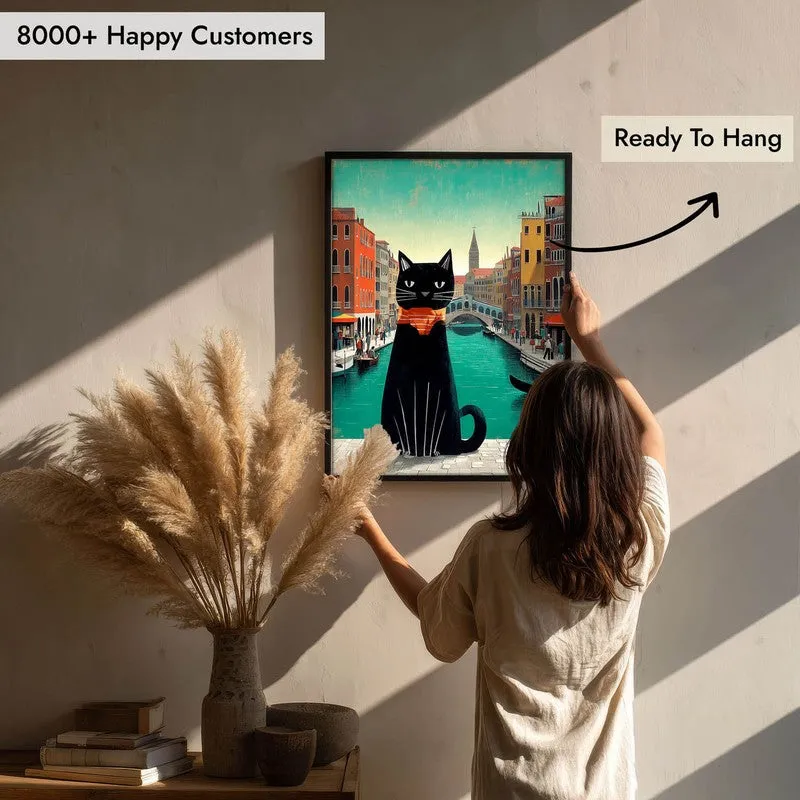 Black Muse Cat Wall Painting With Frame media 8