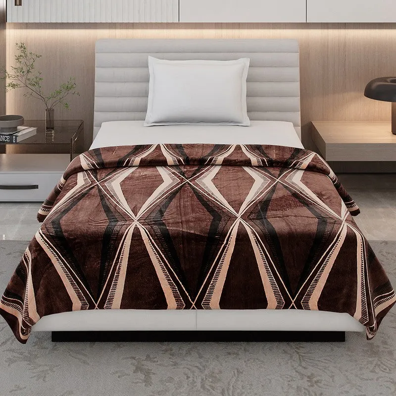 Monte Carlo Trivora Abstract Print Polyester Blanket (Brown) - 300 GSM media 4