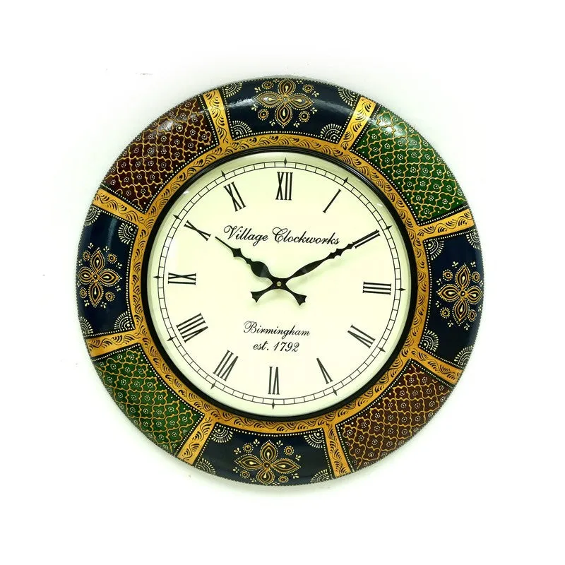 Handpainted Circular Decor Wood Wall Clock media 4