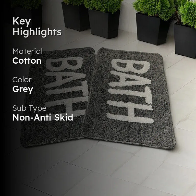 Trama Cotton Bath Mat (Grey) - Set Of Two media 2