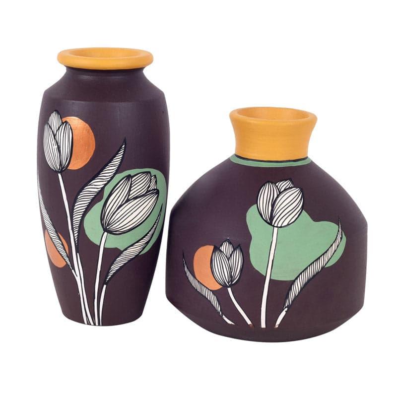 Shula Bloom Tribal Terracotta Vase - Set Of Two media 3