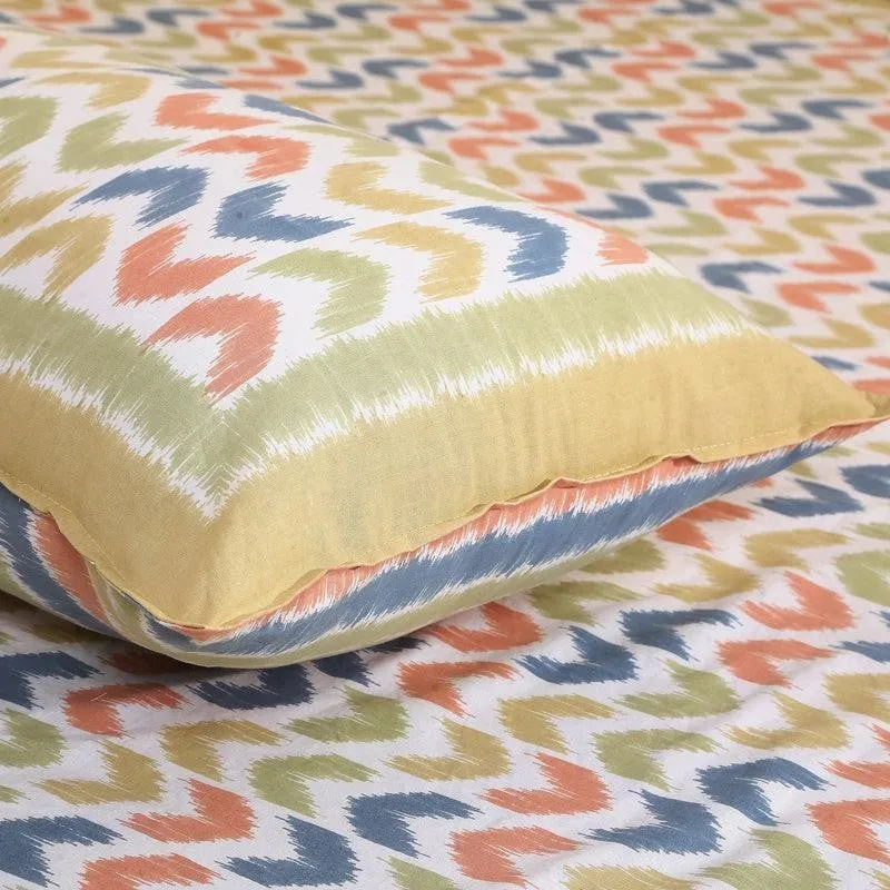 Vance Abstract Cotton Bedsheet (Blue,Pink) - 180 TC media 4