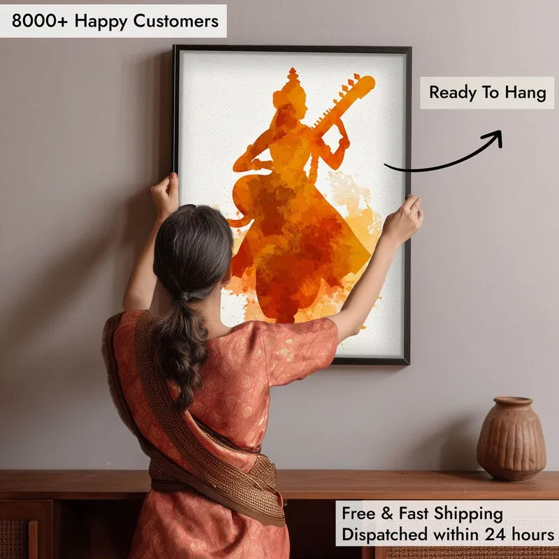 Sri Saraswati Devi Playing Veena Archival Paper Wall Art media 5
