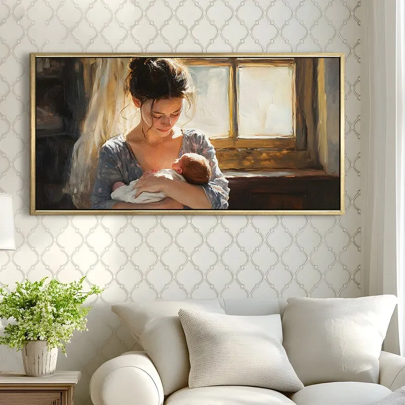 Maternal Grace Canvas Wall Painting With Frame media 4