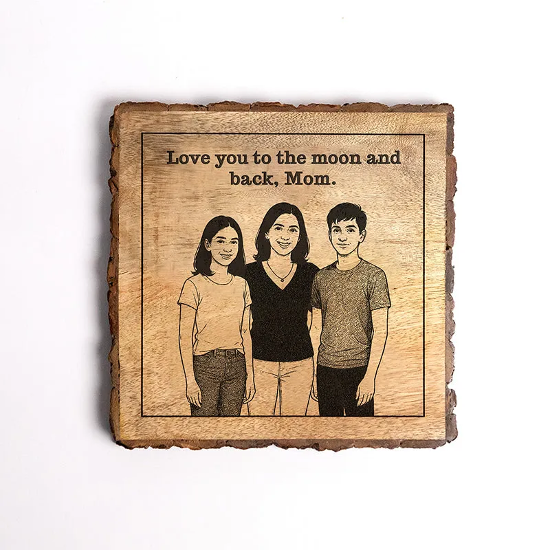 Love You To The Moon And Back Wood Showpiece - Square media 5
